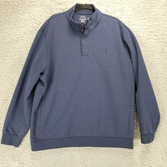 Polo Ralph Lauren Shirt Mens XXL Blue Long Sleeve Mock Neck Sweatshirt *Read* - Picture 1 of 14